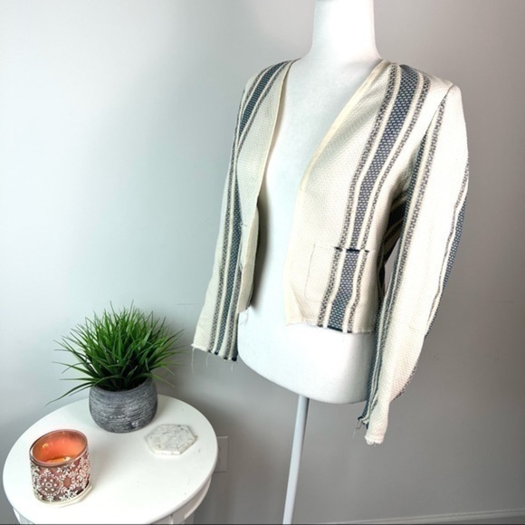 Ulla Johnson Womens paneled striped raw hem open blazer size 4 - Picture 1 of 10